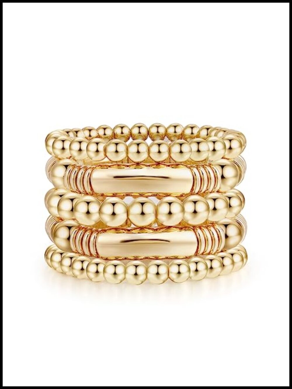 14K Gold Plated Chunky Curved Stacking Bangles Bracelet Set Stretchable Women
